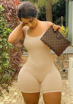 Women Summer Nude Sporty Sleeveless Solid Above Knee Skinny Playsuit