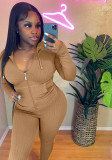 Women Spring Nude Sports Hooded Full Sleeves High Waist Solid Pockets Regular Two Piece Pants Set