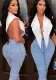 Women Summer White Sexy Turn-down Collar Sleeveless Solid Regular Shirt