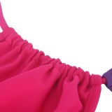 Women Summer Color Blocking Sexy Halter Sleeveless High Waist Color Blocking Regular Two Piece Shorts Set