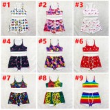 Women Summer Printed Sleeveless High Waist Floral Print Yoga Sets