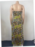 Women Summer Printed Casual Sleeveless Floral Print Belted Maxi Loose Plus Size Casual Dress