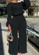 Women Spring Black Modest O-Neck Full Sleeves High Waist Solid Loose Two Piece Pants Set