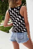 Women Summer Black Strap Striped Print Regular Camis