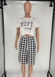 Women Summer Printed Casual O-Neck Short Sleeves High Waist Printed Fringed Regular Two Piece Shorts Set