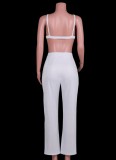Women Spring White Straight High Waist Zipper Fly Solid Sequined Full Length Regular Pants