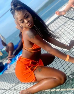 Women Orange Strap Solid Lace Up Three Piece Swimwear