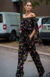 Women Summer Printed Modest Off-the-shoulder Half Sleeves Animal Print Pockets Full Length Regular Jumpsuit