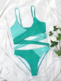 Women Printed Bikini Strap Color Blocking Two Piece Swimwear