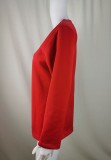 Women Autumn Red Formal V-neck Full Sleeves Solid Open Stitch Regular Blazer