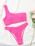 Women Rose Bikini Slash Neck Solid Two Piece Swimwear