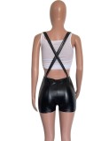 Women Summer Black Bib short High Waist Solid Short Skinny Board Shorts