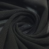 Women Summer Black Sexy V-neck Full Sleeves High Waist Solid Mesh Regular MiniTwo Piece Skirt Set
