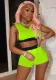 Women Summer Green Sexy V-neck Sleeveless High Waist Solid Regular Two Piece Shorts Set