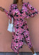 Women Summer Rose Casual V-neck Full Sleeves Floral Print Ripped Midi Loose Shirt Dress