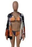 Women Printed Cover-Up V-Neck Printed Cover-Up Swimwear Set