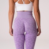 Women Autumn Purple High Waist Leopard Print Yoga Pants
