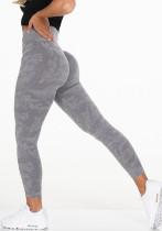 Women Autumn Grey High Waist Camo Yoga Leggings