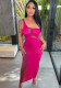 Women Summer Rose Modest Slash Neck Sleeveless Patchwork Lace Up Maxi Dress