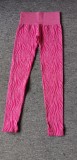 Women Autumn Pink High Waist Striped Print Yoga Leggings