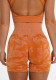 Women Summer Orange High Waist Camo Yoga Shorts