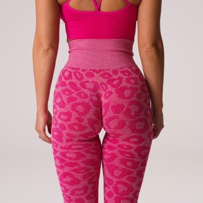 Women Autumn Rose High Waist Leopard Print Yoga Pants