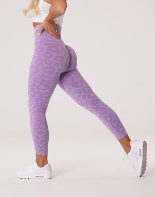Women Autumn Purple High Waist Leopard Print Yoga Pants