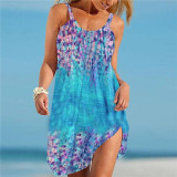 Summer Women Beach Casual Print Sleeveless Dress