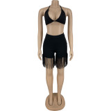 women's clothing sexy bra tassel shorts set beach women's two-piece set