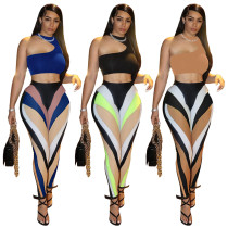 Women's clothing spring and summer vest and contrast pant two piece set