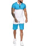 Men's Summer Sports Suit Men's Colorblock Slim Fit Casual Fashion Men's Sportswear