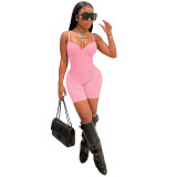 Women summer low-cut suspenders chest cup sexy rompers