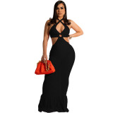 Women Summer Sexy Hollow Out Bandage Strap Long Dress