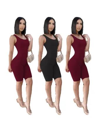 Women Summer Sexy Sleeveless Solid Romper