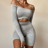 women's spring off-shoulder long-sleeved hollow Out sports jumpsuit