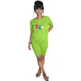 Fashion Women's Round Neck Print Casual Two Piece Set