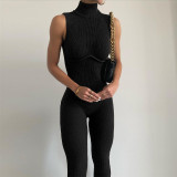 Spring/Summer Women's Sexy Solid Color Sleeveless Backless Sports Fitness Yoga Jumpsuit Women