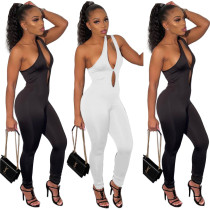Women Summer Sexy Strap Backless Hollow Out Skinny Jumpsuit
