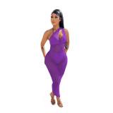 women's sexy solid color see-through mesh beach dress