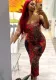 Women Summer Red Modest Strap Sleeveless Snake Skin Pockets Maxi Sheath Backless Plus Size Long Dress