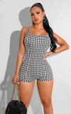 Women's Clothing Sexy Tight Fashion Houndstooth Print One Piece Rompers