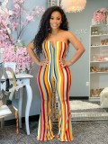 Women's Sexy Print Flared V-Neck Tube Top Jumpsuit
