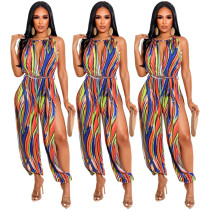 women's clothing fashion sexy loose colorful printed jumpsuit