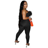 Women's Sexy Slim Feather Tube Top Women's Jumpsuit