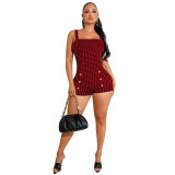 Women's Clothing Sexy Tight Fashion Houndstooth Print One Piece Rompers