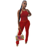 Women's Summer Sexy Strap Ruched Two-Piece Pants Set