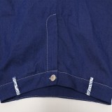 Women Summer Dark blue Casual Off-the-shoulder Wrist Sleeves High Waist Patchwork Ruffles Skinny Two Piece Pants Set