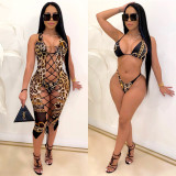 Women's Sexy Bikini Leopard Print Split Swimsuit Three Piece