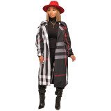 Fashion women's plaid trench coat
