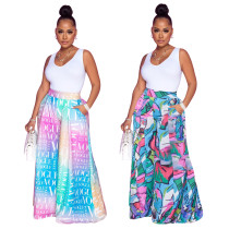 Women's Letter Print Loose Bright Light Casual Pants
